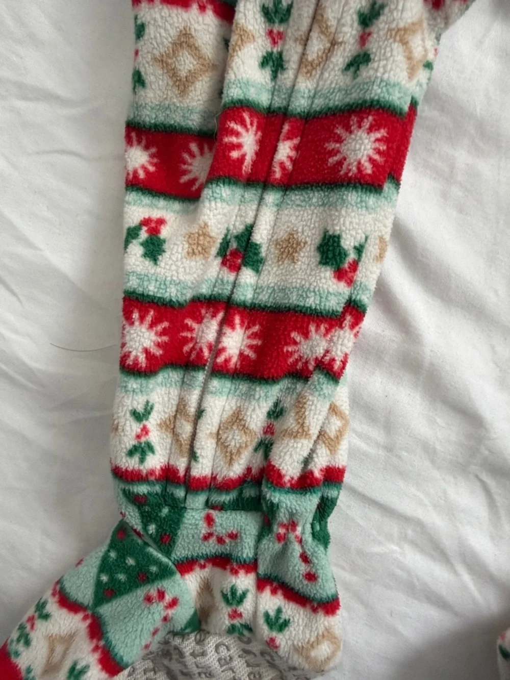Old Navy Kids Holiday Footed One-Piece Pajama in Red, Green & Navy